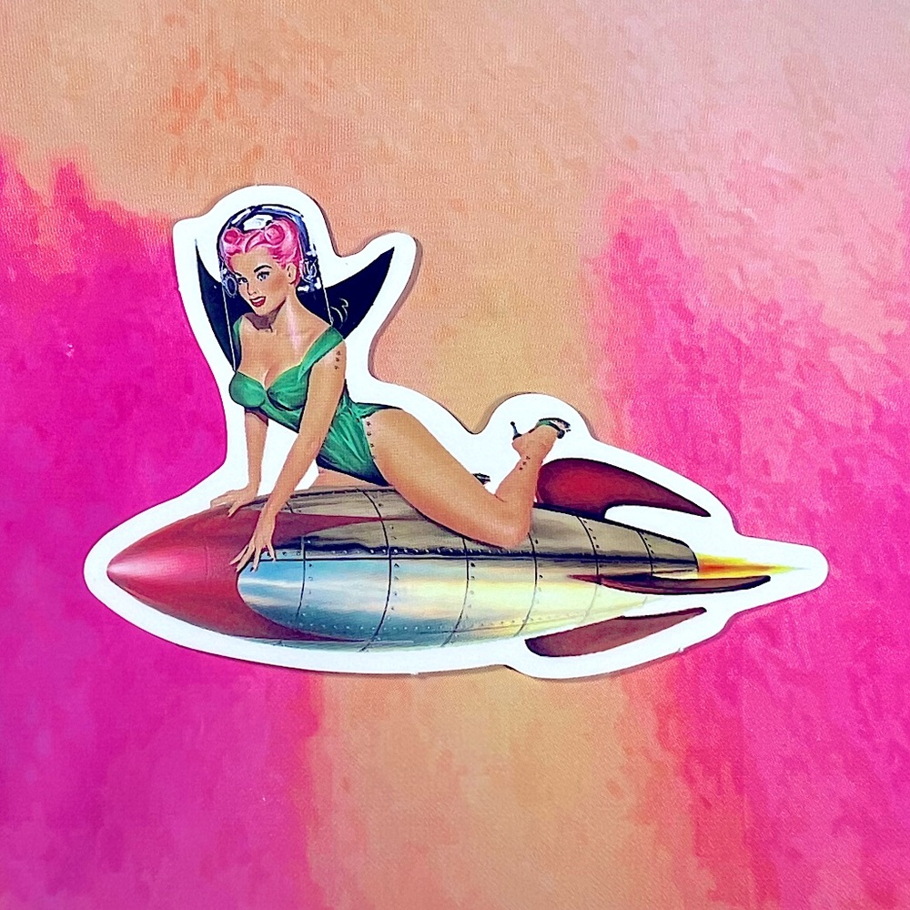 Invasion Sexy Pinup Gorgeous Sticker Retro Vintage BomberGirl Ace Take Me to …